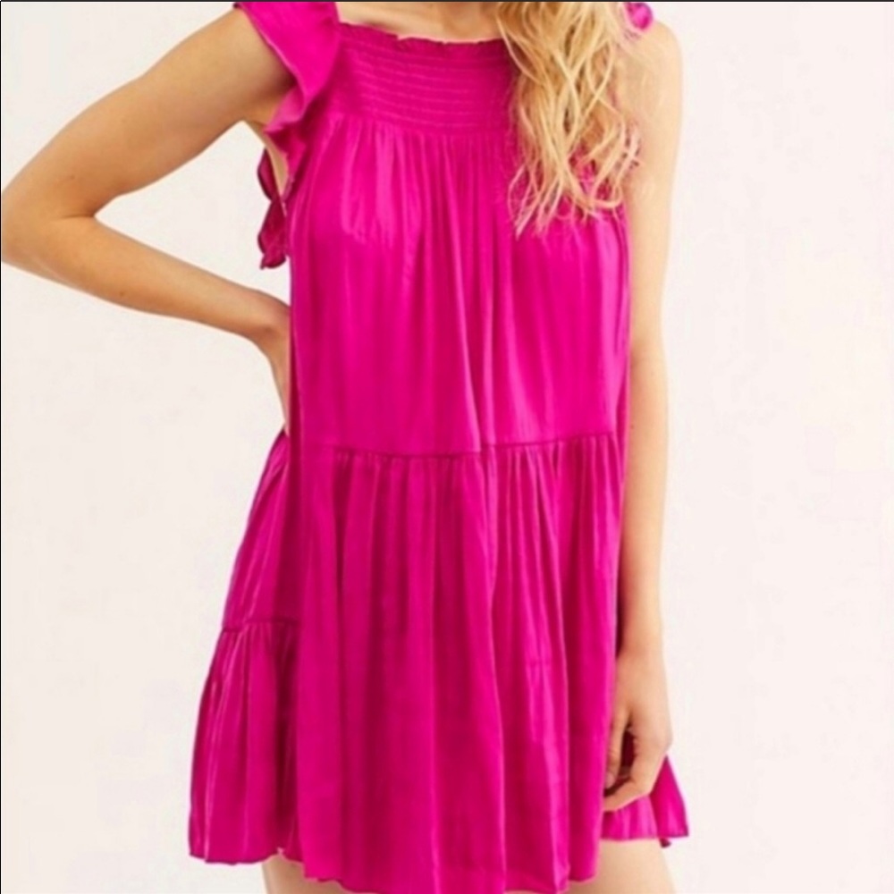 Free People Want Your Love Mini Dress Deep Orchid